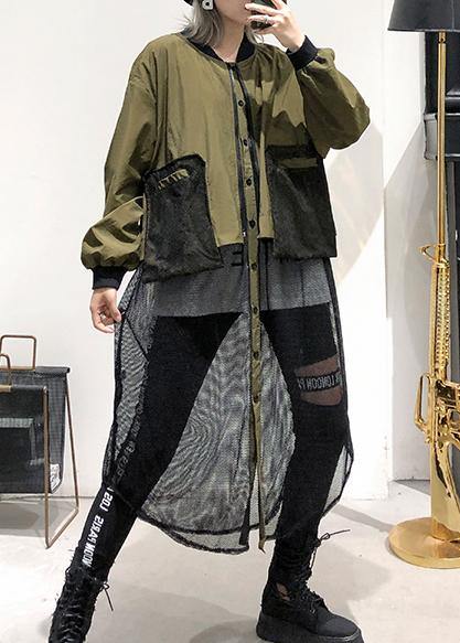 Drune | army green Mäntel Lockere Taschen Patchwork-Mantel