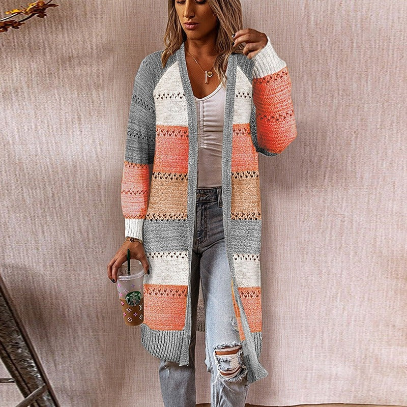 Drune | Mehrfarbiger, Langer Strickjacke Für Damen