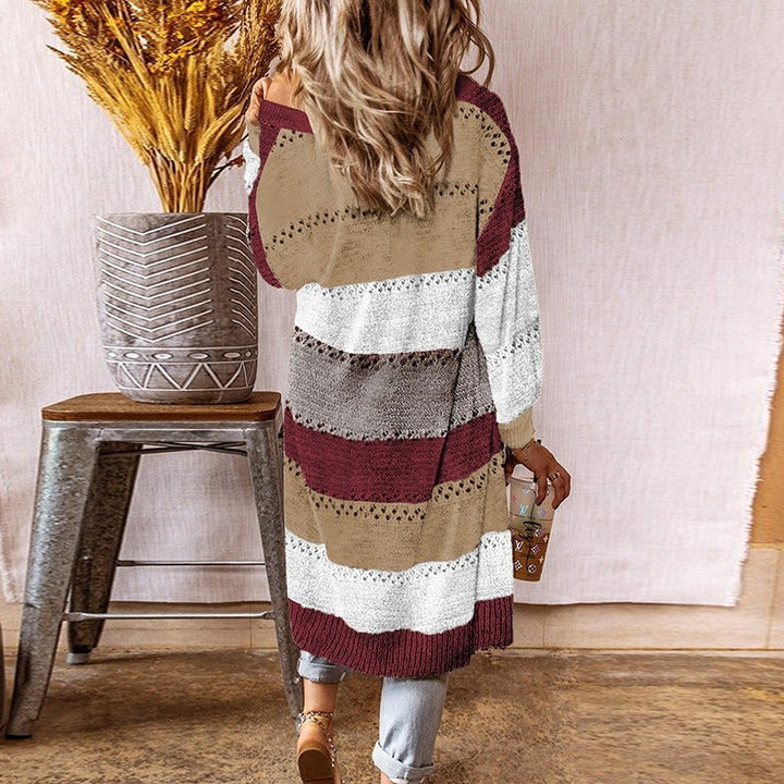 Drune | Mehrfarbiger, Langer Strickjacke Für Damen