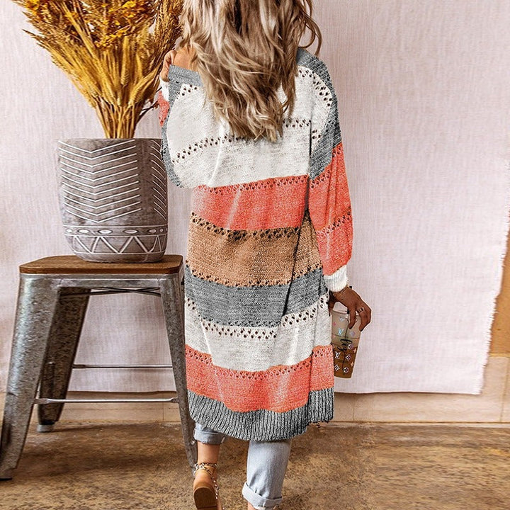 Drune | Mehrfarbiger, Langer Strickjacke Für Damen
