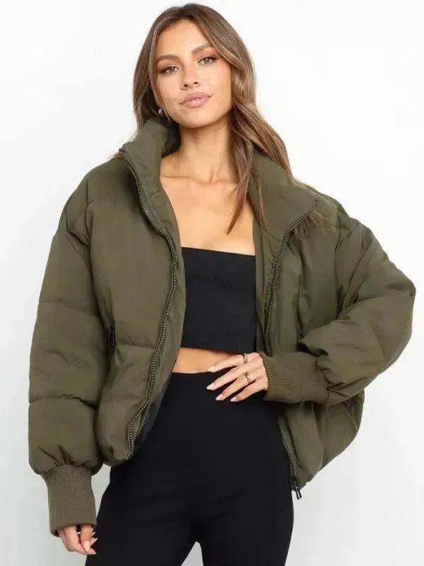 Drune | Frauen Casual Stehkragen Pufferjacke