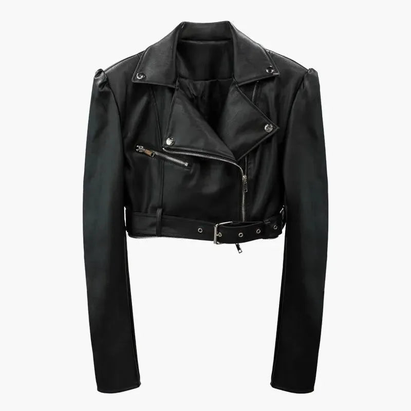 Drune | Damenjacke Kunstlederjacke Unterkante abnehmbar