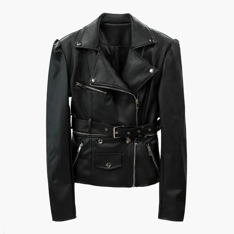 Drune | Damenjacke Kunstlederjacke Unterkante abnehmbar