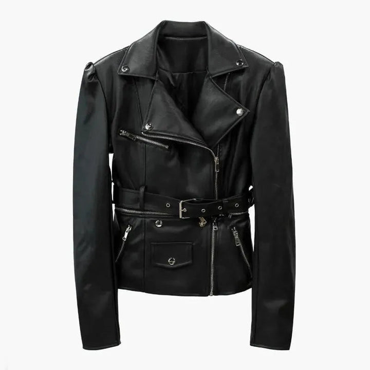 Drune | Damenjacke Kunstlederjacke Unterkante abnehmbar