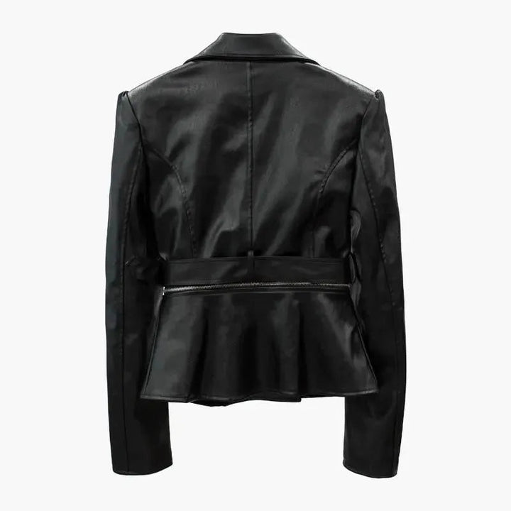 Drune | Damenjacke Kunstlederjacke Unterkante abnehmbar