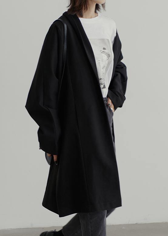 Drune | Oversize Winterjacken schwarz Batwing-Ärmel Taschen wollene Outerwear