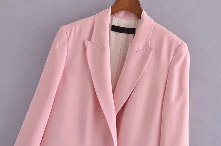 Drune | Frauen Rosa Doppelreihige Blazer Frauen - Formell-Geschäftlich - Unifarben-Genügsam