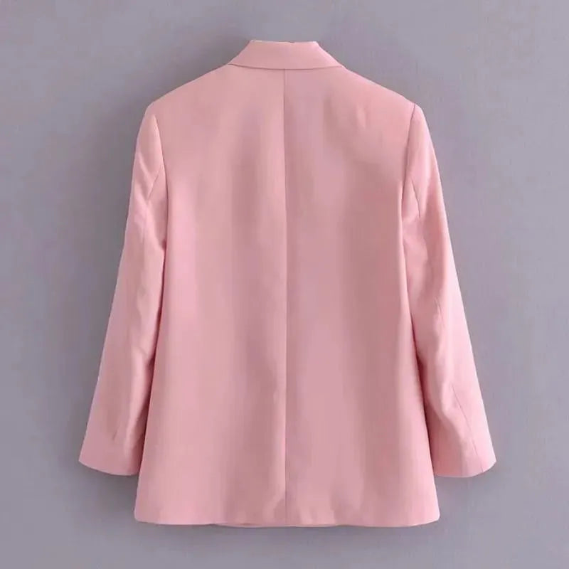 Drune | Frauen Rosa Doppelreihige Blazer Frauen - Formell-Geschäftlich - Unifarben-Genügsam