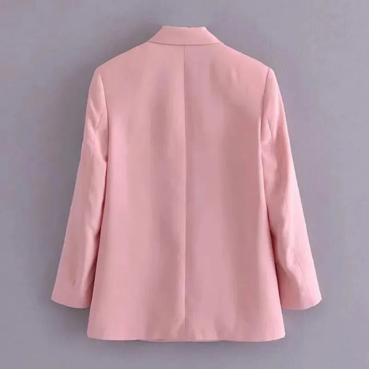 Drune | Frauen Rosa Doppelreihige Blazer Frauen - Formell-Geschäftlich - Unifarben-Genügsam