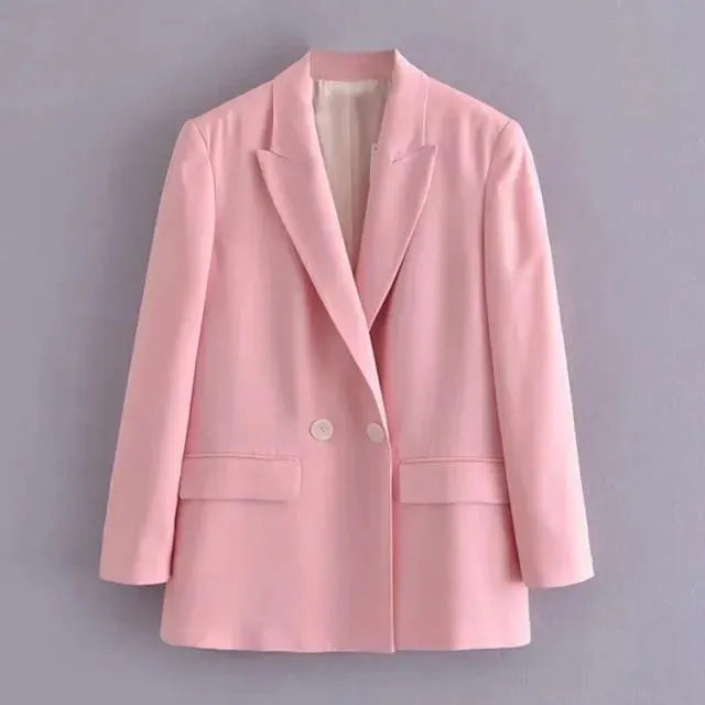 Drune | Frauen Rosa Doppelreihige Blazer Frauen - Formell-Geschäftlich - Unifarben-Genügsam