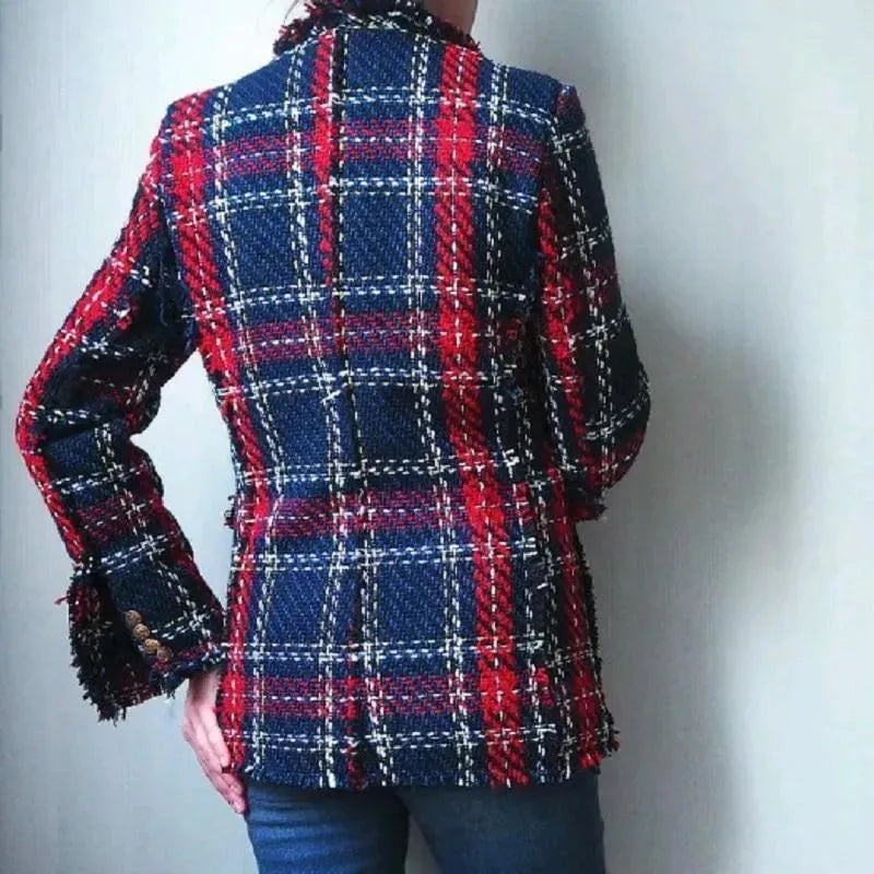 Drune | Damen Karierter Tweed-Blazer Damen - Casual - Karierte