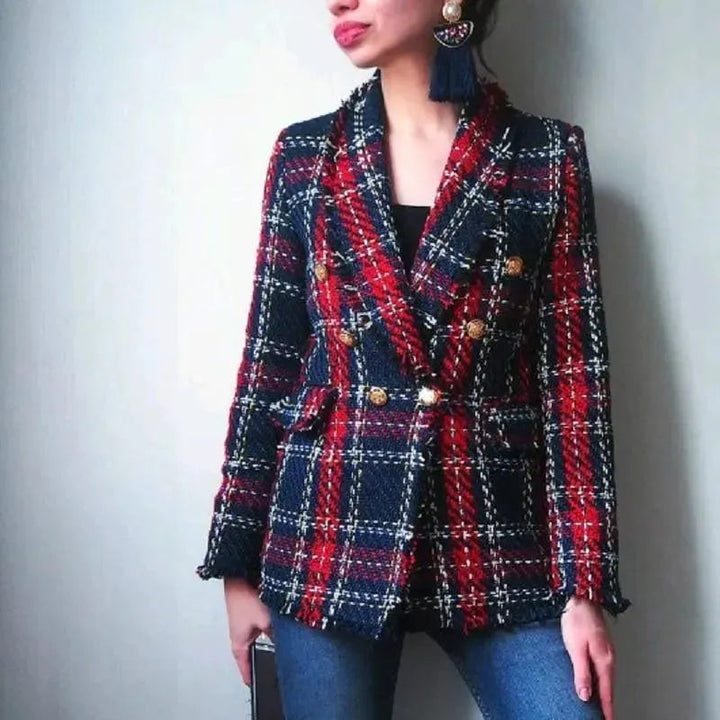 Drune | Damen Karierter Tweed-Blazer Damen - Casual - Karierte