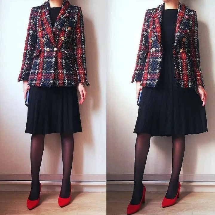 Drune | Damen Karierter Tweed-Blazer Damen - Casual - Karierte
