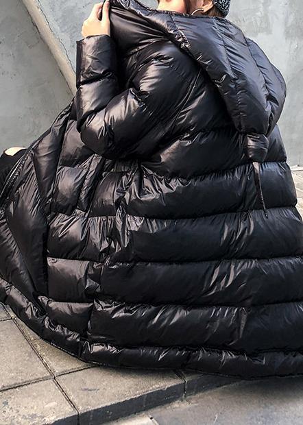 Drune | Plus-Size Wintermäntel schwarze Kapuze Reißverschluss Damen Parkas