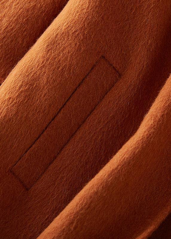 Drune | trendige Plus-Size mittelgroße Jacken Mantel braun Reverskragen Wollmäntel
