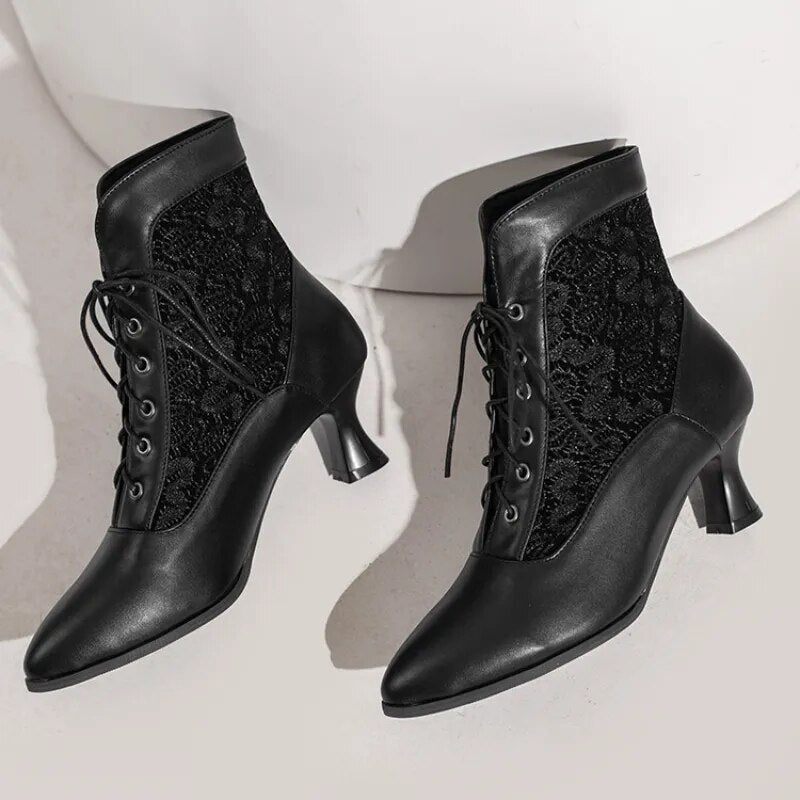 Drune | Damen Stiefeletten Leder Schnürschuhe Moderne Schuhe