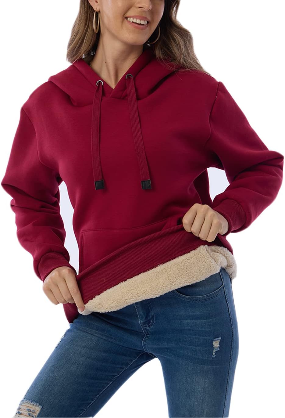 Drune | Damen Freizeit Fleece-gefütterter Hoodie