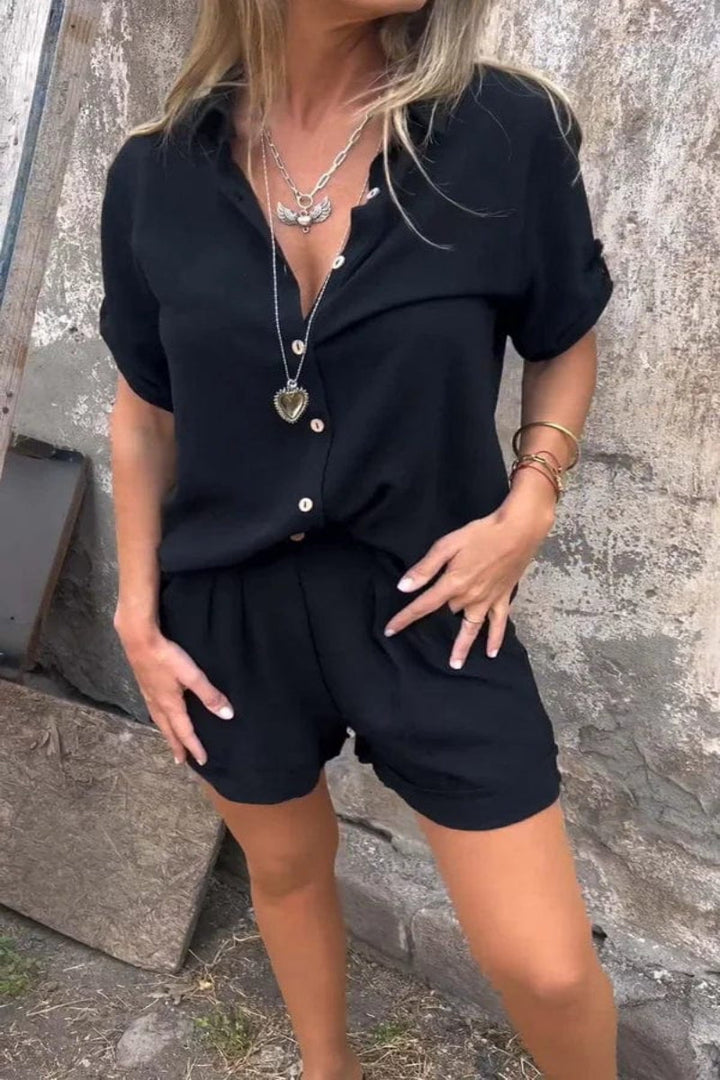 Drune | Kurzärmeliges Shirt & Hose Leinen Satz Für Damen