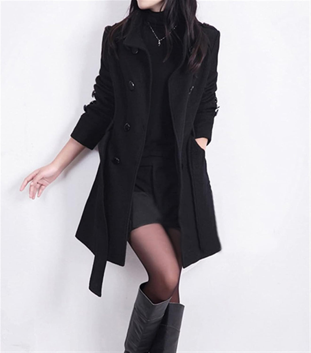 Drune | Damen Schicker Langer Gurtmantel für Herbst Eleganz