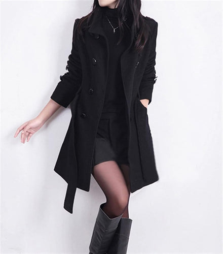 Drune | Damen Schicker Langer Gurtmantel für Herbst Eleganz