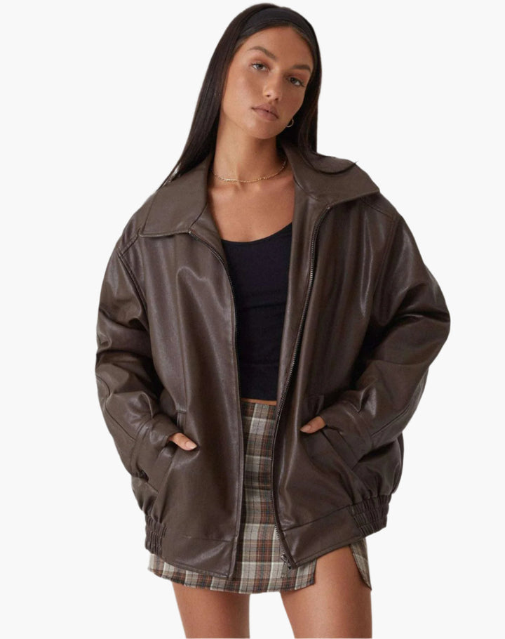 Drune | Oversize Kunstlederjacke - Modischer Streetstyle-Look für Freizeit & Alltag