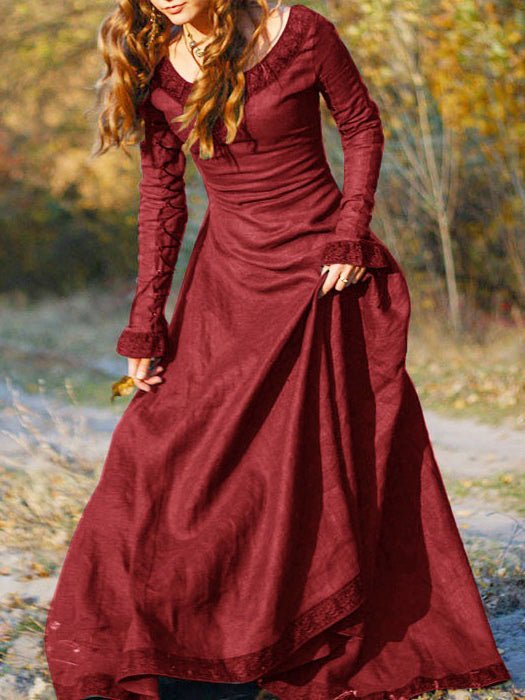 Drune | Damen Kleider Rundhals Langarmkleid