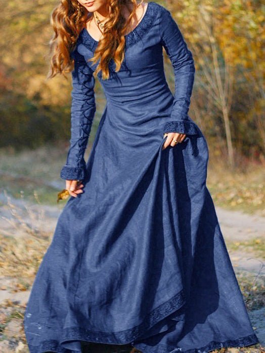 Drune | Damen Kleider Rundhals Langarmkleid