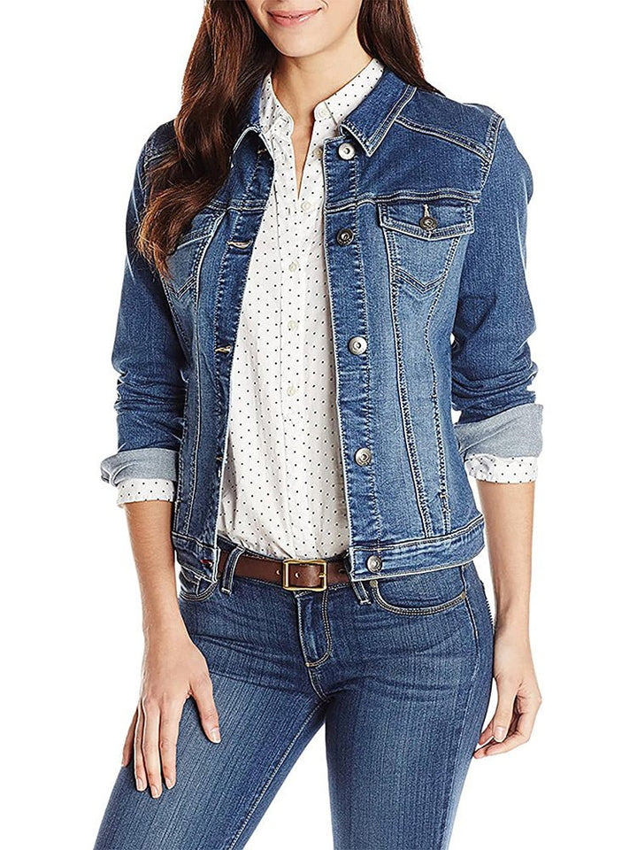 Drune | Damenjacken Einreihige Denimjacke mit Taschen