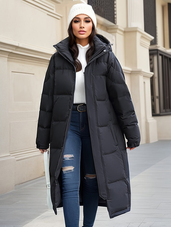 Drune | Damen Langer Daunenmantel mit Kapuze für Herbst/Winter