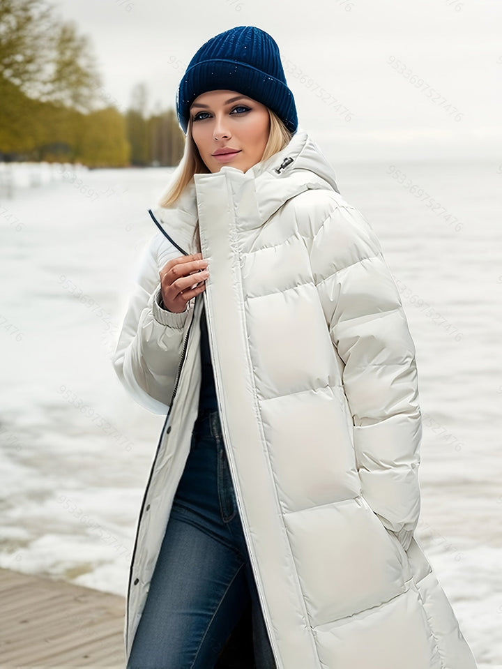Drune | Damen Langer Daunenmantel mit Kapuze für Herbst/Winter