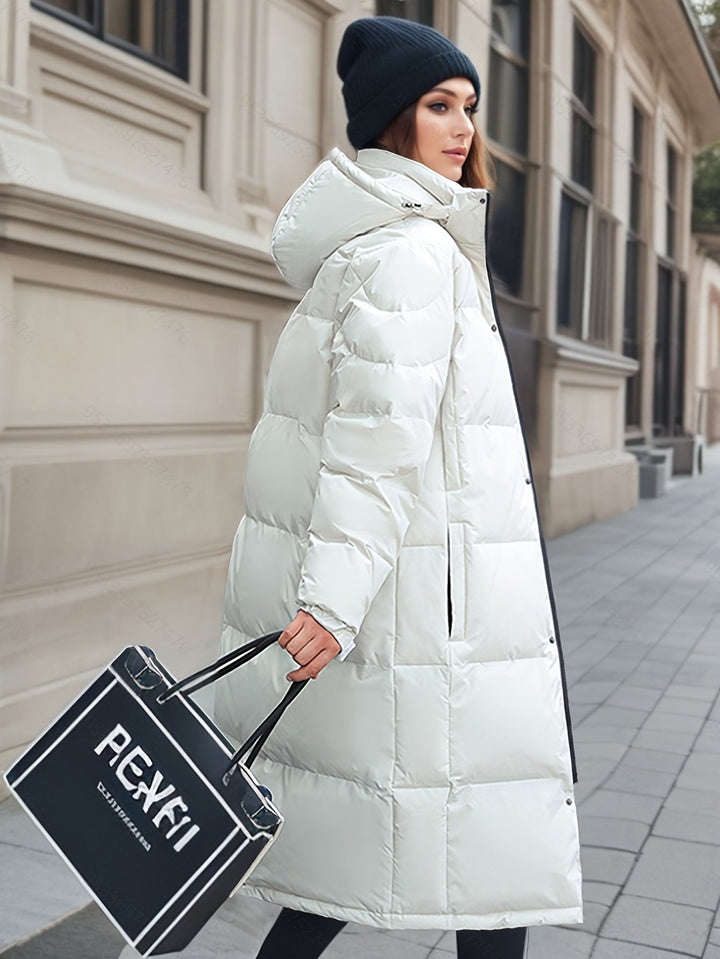 Drune | Damen Langer Daunenmantel mit Kapuze für Herbst/Winter