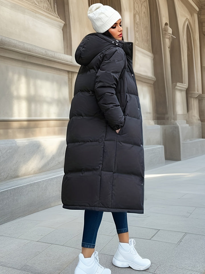 Drune | Damen Langer Daunenmantel mit Kapuze für Herbst/Winter