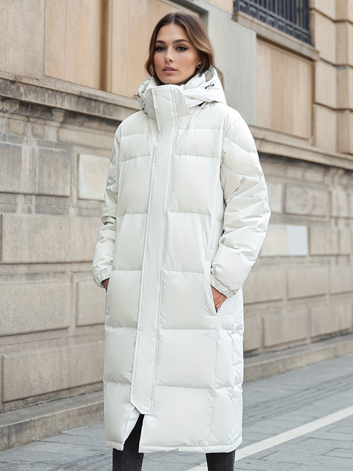 Drune | Damen Langer Daunenmantel mit Kapuze für Herbst/Winter