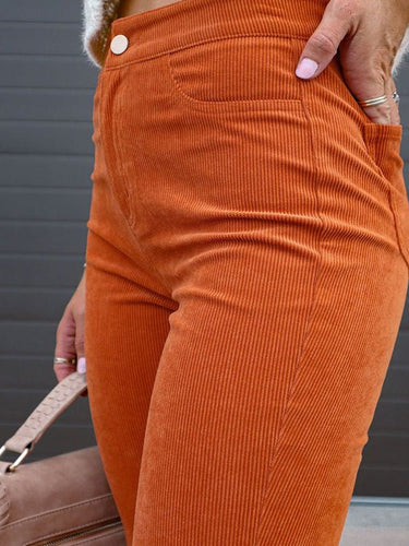 Drune | Damenhose Einfarbig Mittlere Taille Slim Micro Flare Hose