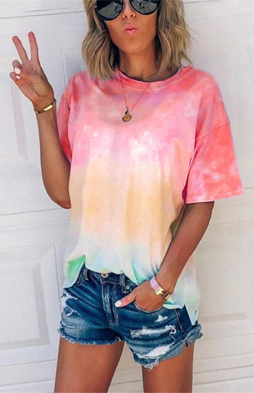 Drune | Damen Tie Dye Gradient Print Lose T-Shirt Für Frauen