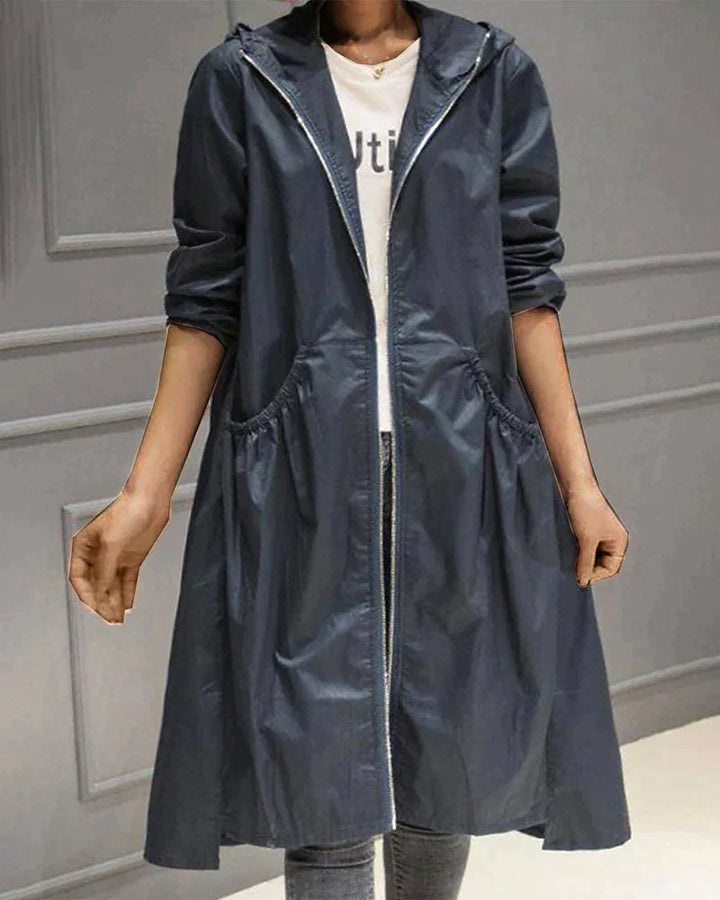 Drune | Damen Wasserfeste Kapuzenjacke - Lockere Passform, Knielang