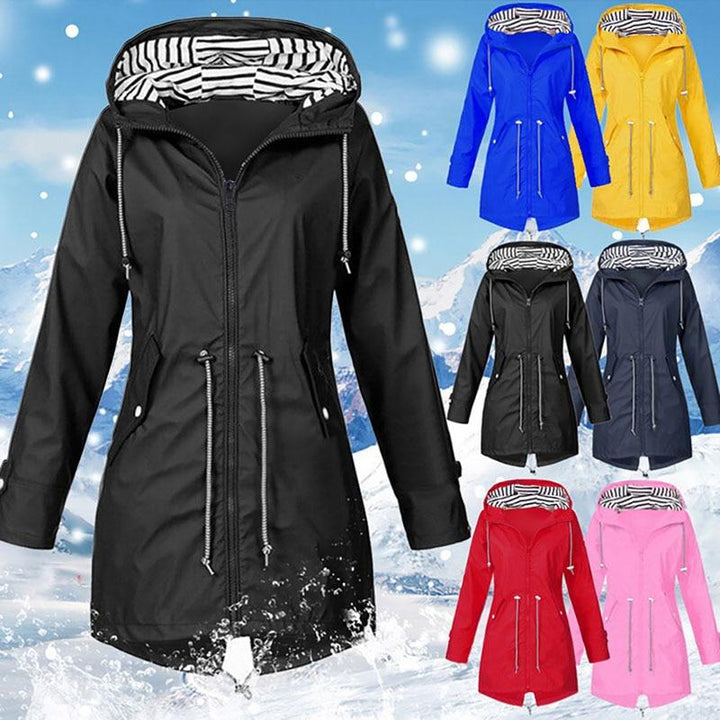 Drune | Damen wasserdichte Outdoor-Regenjacke mit Kapuze