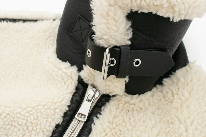 Drune | Übergröße Teddyjacke Kontrastbesatz Hohe Hals Jacke