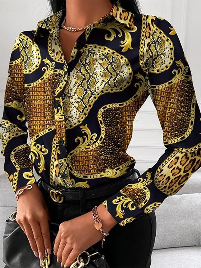 Drune | Schicke Damenbluse mit Goldenen Details