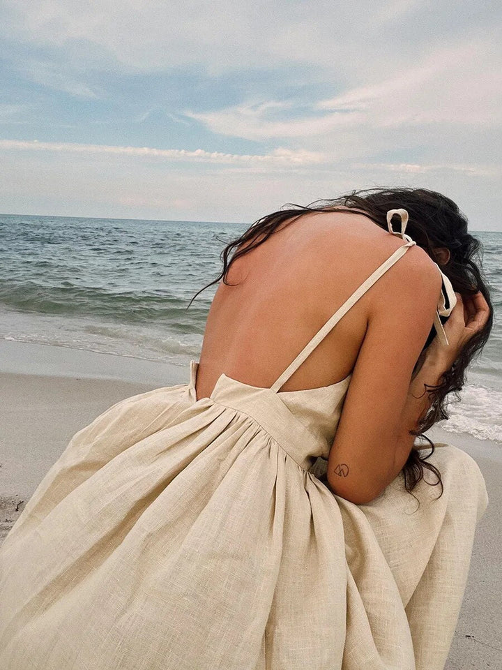 Drune | Vintage Leinen Strandkleid