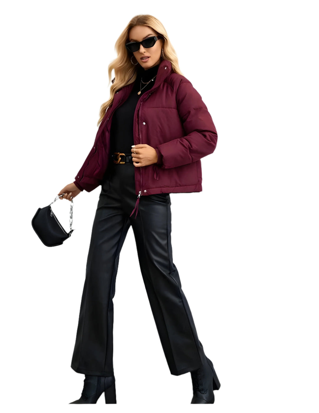 Drune | Warme Damen Pufferjacke mit Reißverschluss und Hohem Kragen