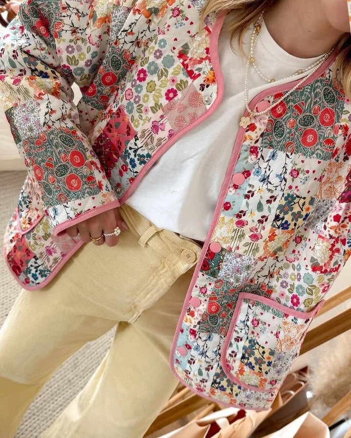 Drune | Blumen Patchwork Jacke Polyester Bunt, Gemütlich
