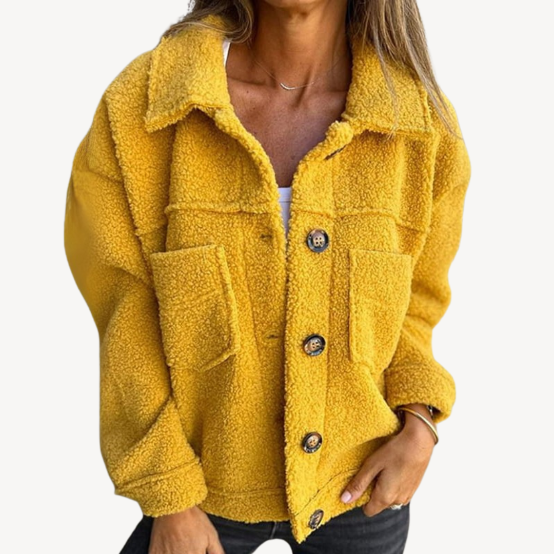 Drune | Damen Teddyfleece Knopjacke
