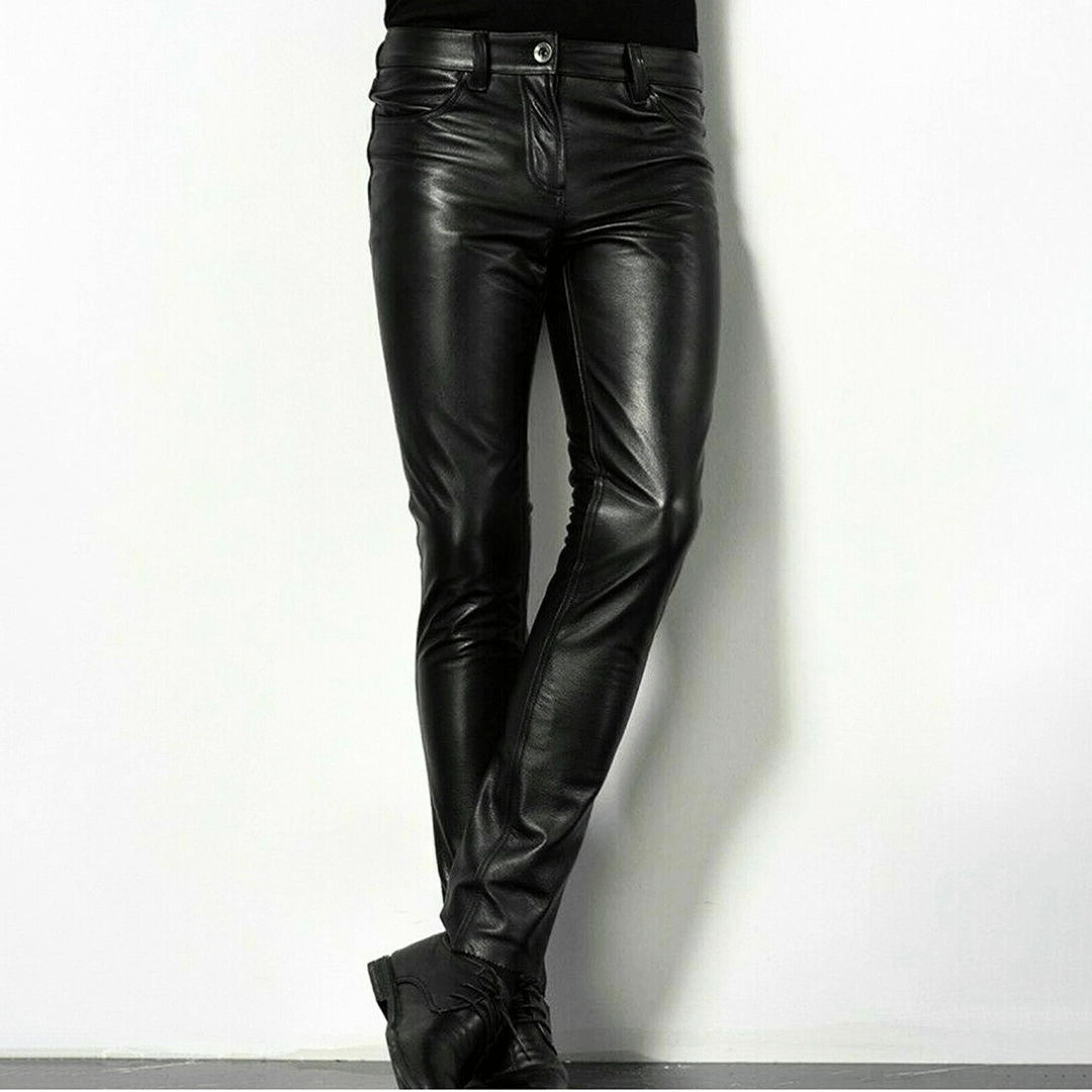 Drune | Schwarze Kunstlederhose für Herren Trendiges Design