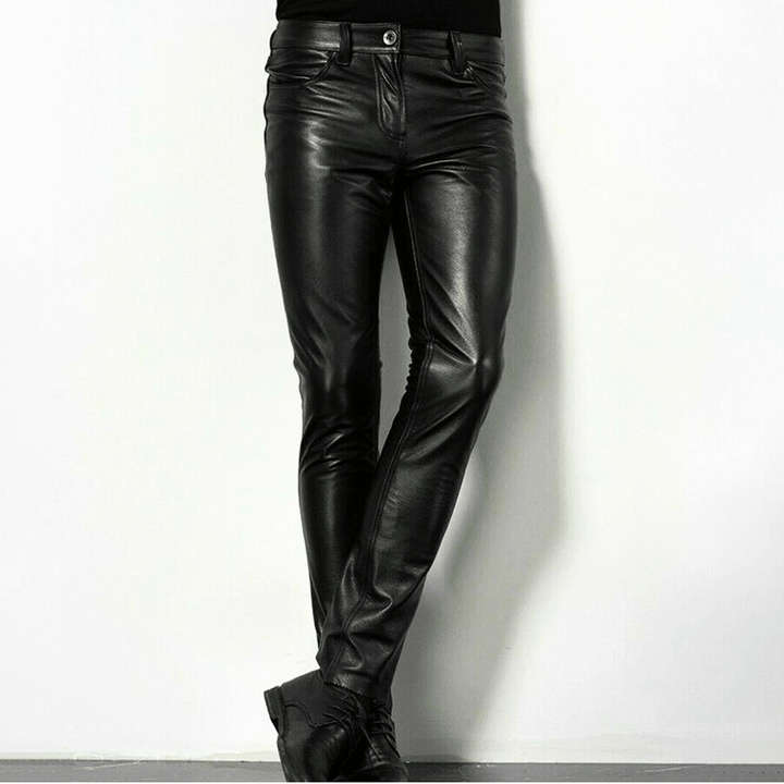 Drune | Schwarze Kunstlederhose für Herren Trendiges Design