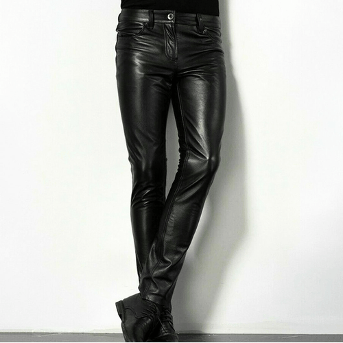 Drune | Schwarze Kunstlederhose für Herren Trendiges Design
