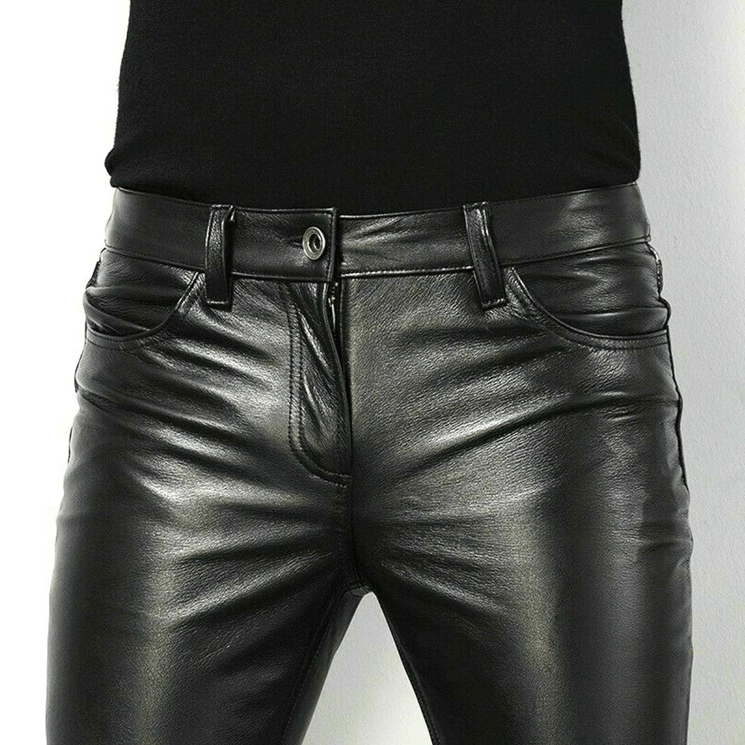 Drune | Schwarze Kunstlederhose für Herren Trendiges Design