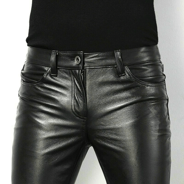 Drune | Schwarze Kunstlederhose für Herren Trendiges Design