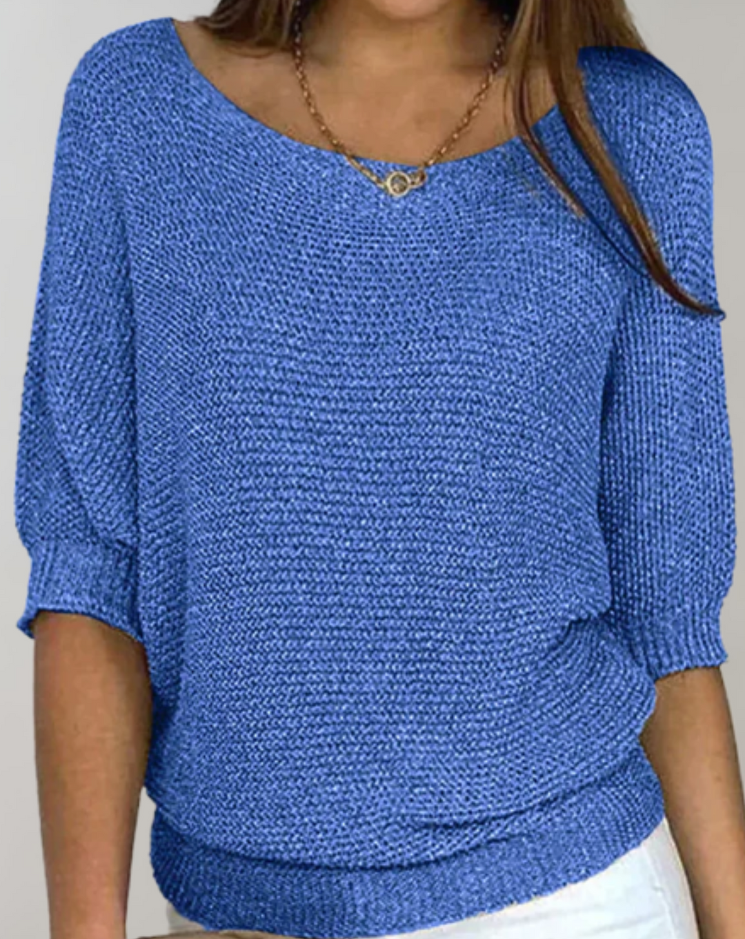 Drune | Schöner Taillierter Pullover Mit Rundhalsausschnitt Und Einfachen Mittellangen Ärmeln
