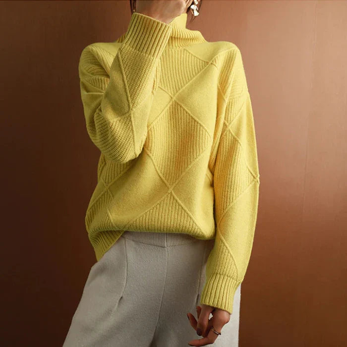 Drune | Europäischer Stil Hochkragen Diamant Pullover